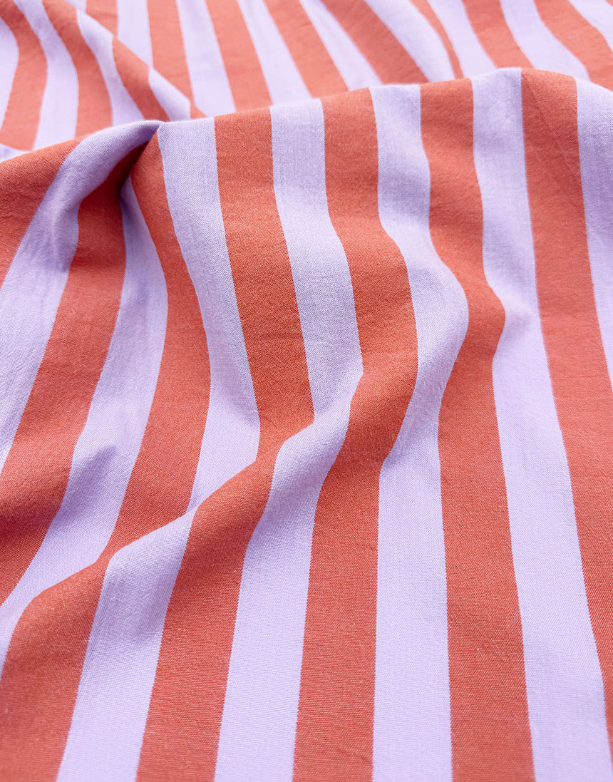 Coral Sorbet Wide Stripe Yarn-Dyed Cotton Fabric