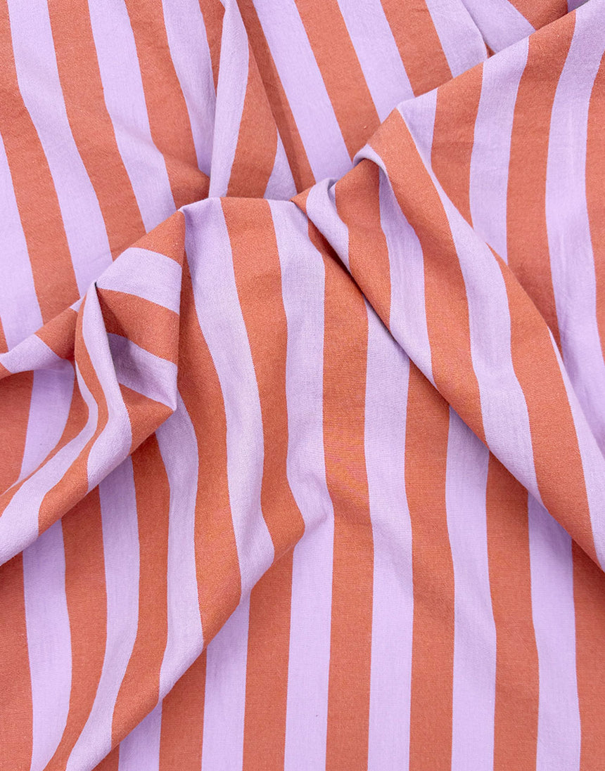 Coral Sorbet Wide Stripe Yarn-Dyed Cotton Fabric