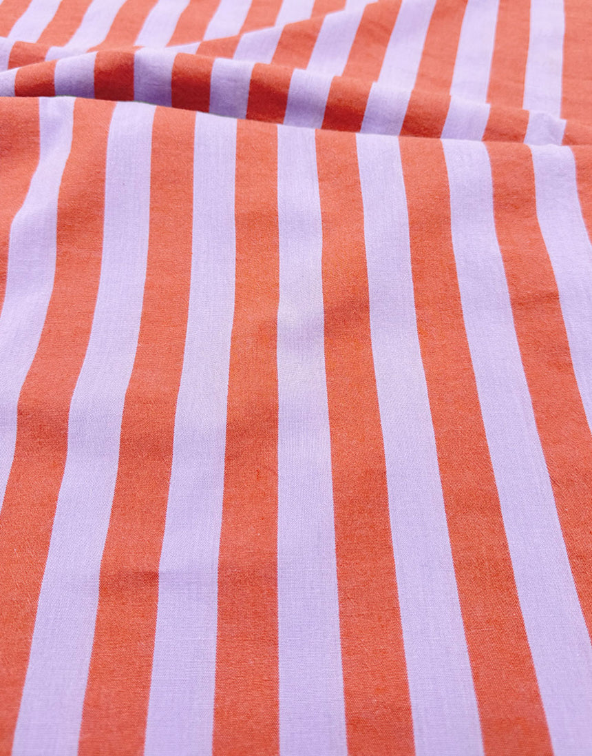 Coral Sorbet Wide Stripe Yarn-Dyed Cotton Fabric