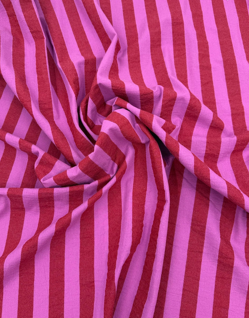 Berry Crush Wide Stripe Yarn-Dyed Cotton Fabric