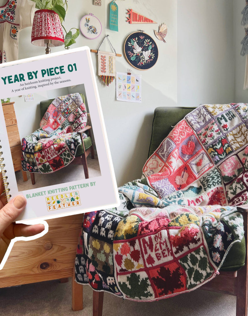 Heirloom Year by Piece Knitting Pattern, Needle & Feather