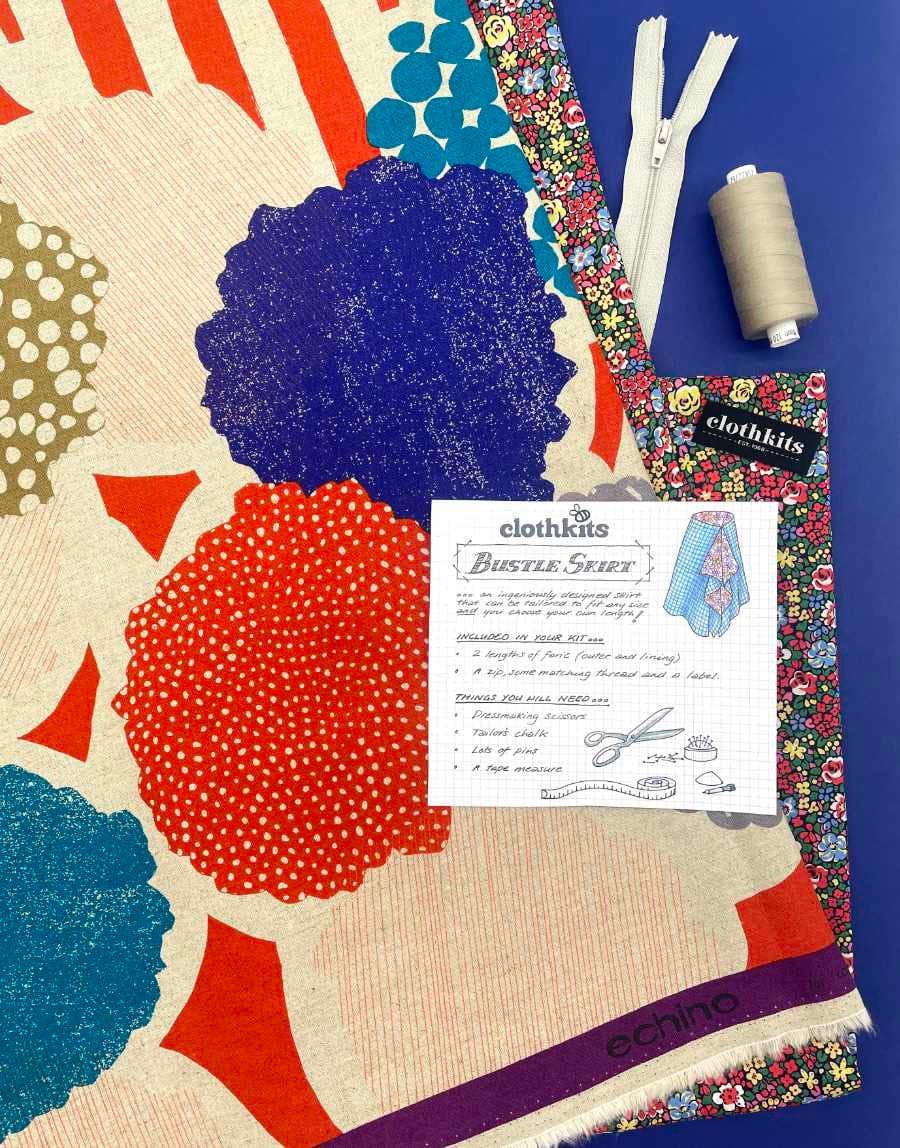 Bustle Skirt Ladies Dressmaking Kit, Echino & Liberty Fabrics Clothkits