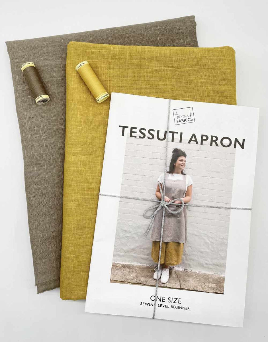 Cross Back Linen Apron Complete Dressmaking Kit, Tessuti Clothkits