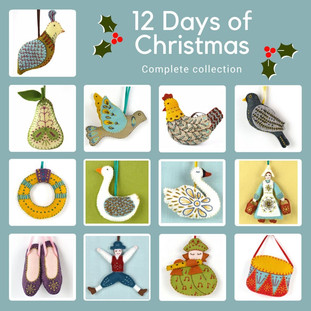 12 Days of Christmas Embroidered Felt Decorations Book by Corinne