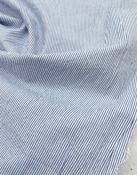 Not Specified Seersucker Blue / Stripes Light Blue Striped Cotton Seersucker Fabric 14878