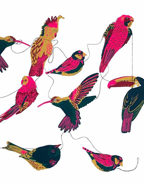 East End Press Christmas Decoration Tropical Bird Paper Garland, East End Press 14388