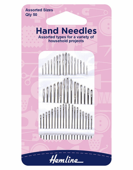 Hemline Needles Hand Sewing Needles Household Assorted, 50 Pieces 9317385111605 9317385111605
