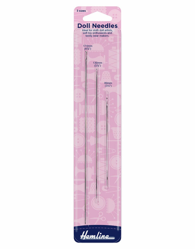 Hemline Needles Doll Hand Sewing Needles, 3 Sizes 9317385023168 9317385023168