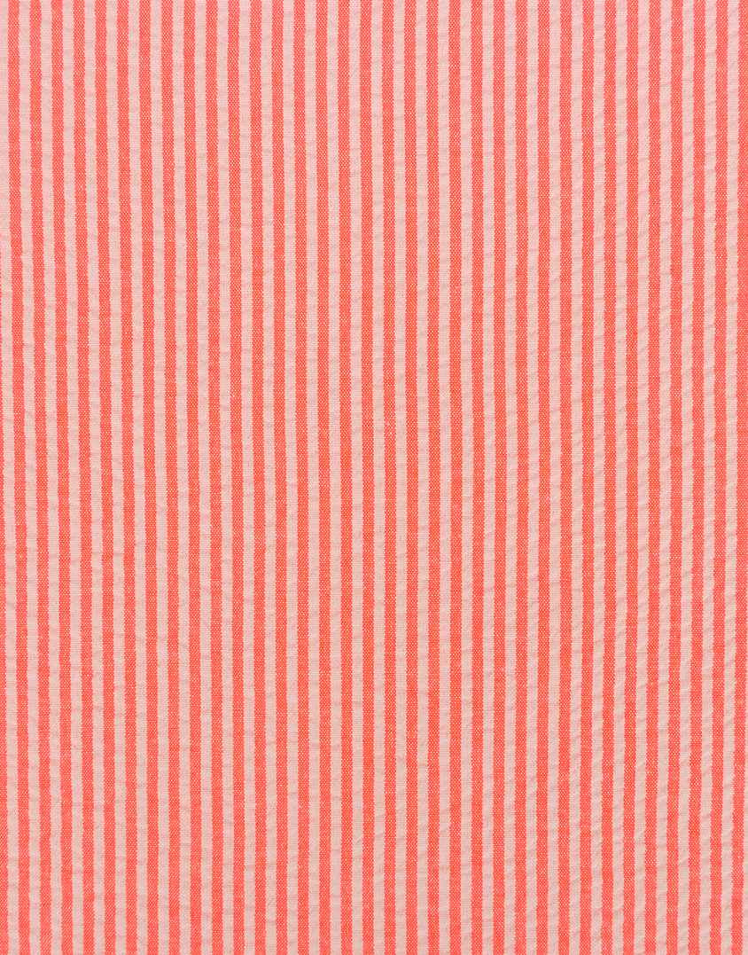 Orange Striped Seersucker Cotton Fabric